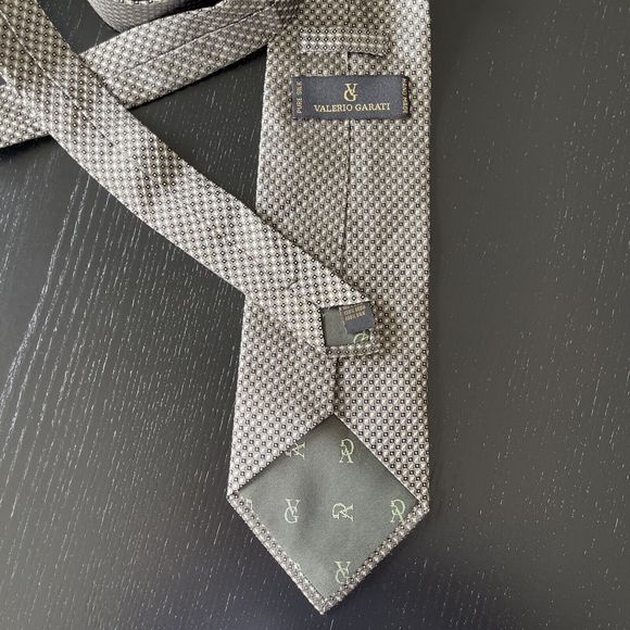 Valerio Garati Vintage Silk Mens Neck Tie - Black and Gold Geometric Pattern - Picture 2 of 5